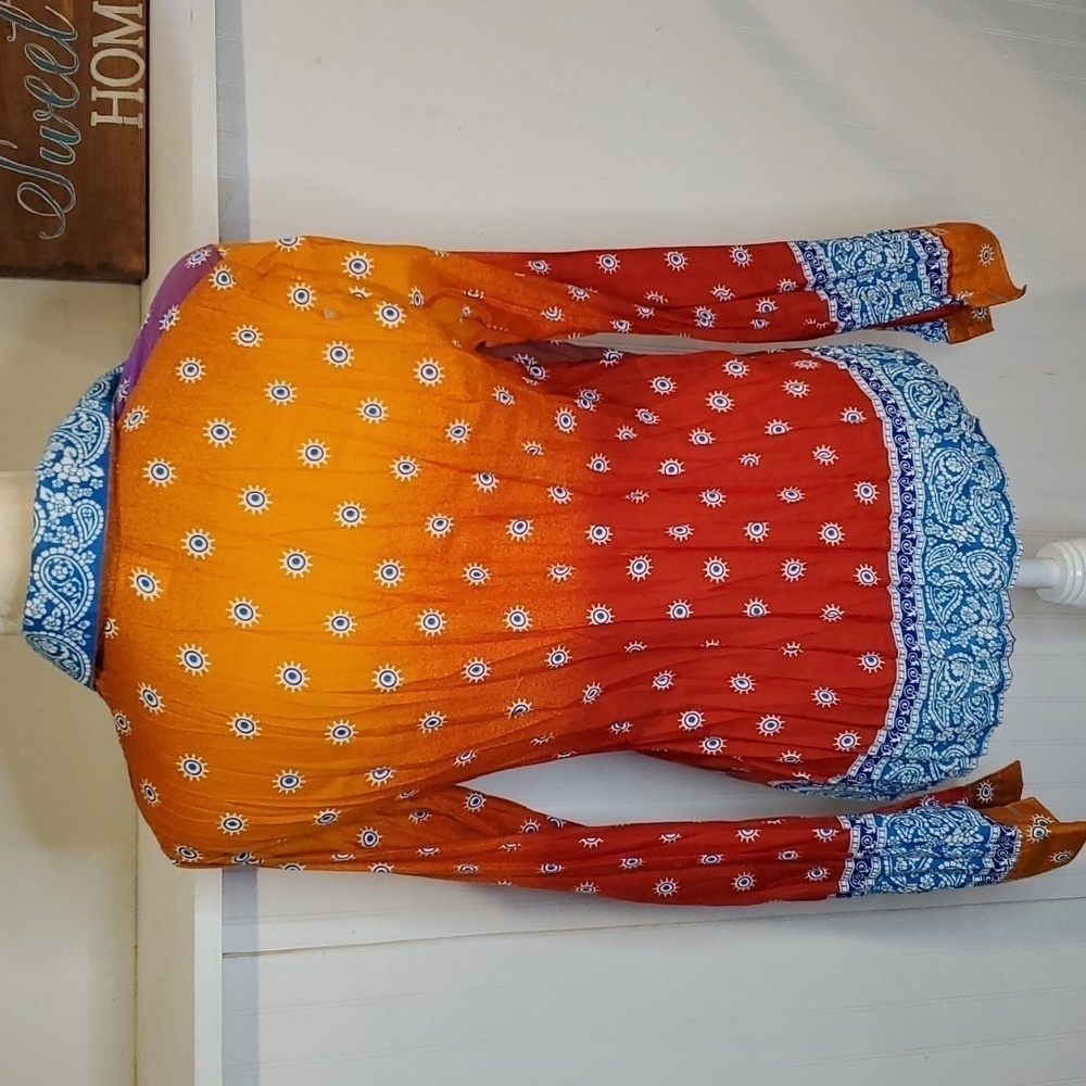 Roberta Freymann Boho Gradient Button Down Top Sm… - image 5